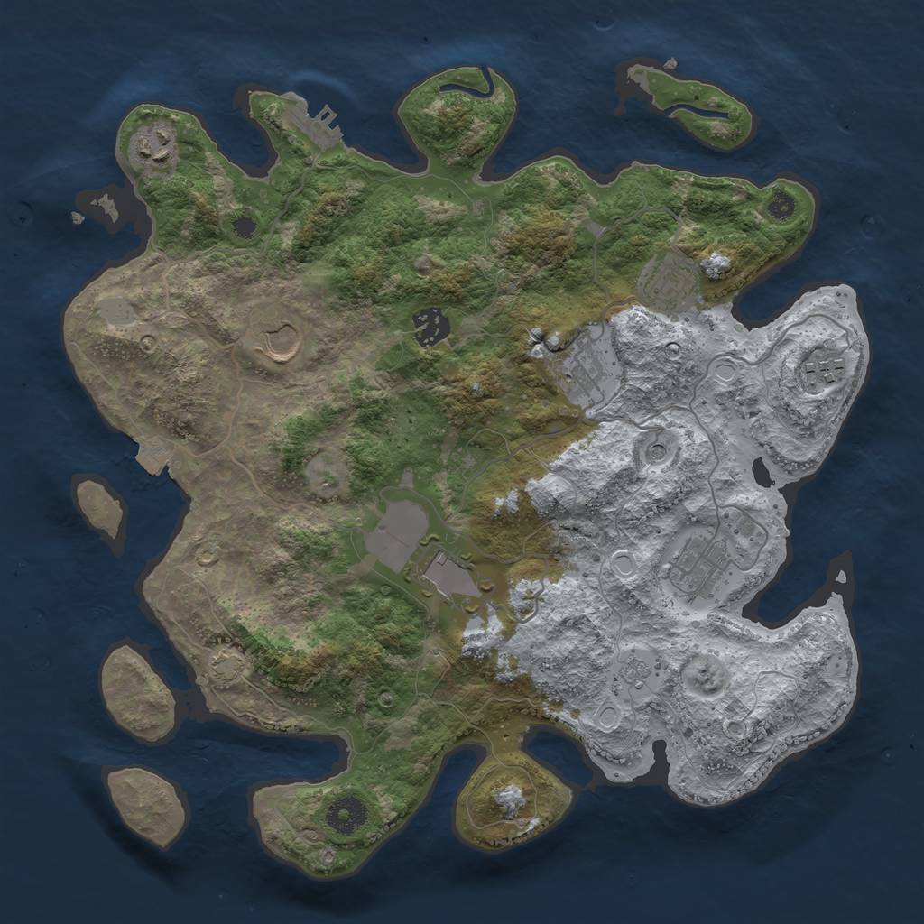 Rust Map: Procedural Map, Size: 3600, Seed: 262, 15 Monuments