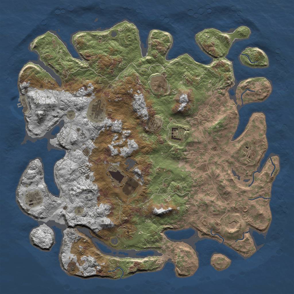Rust Map: Procedural Map, Size: 4500, Seed: 1236597777, 15 Monuments