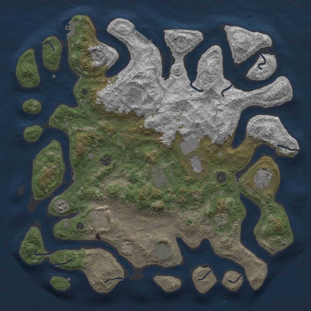 Rust Map: Procedural Map, Size: 4500, Seed: 4587, 18 Monuments