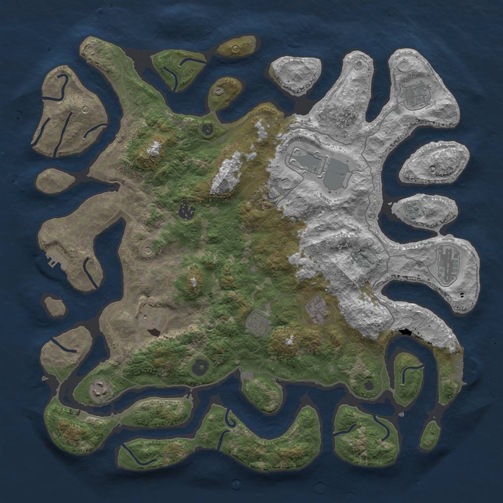 Rust Map: Procedural Map, Size: 4500, Seed: 239138739, 21 Monuments