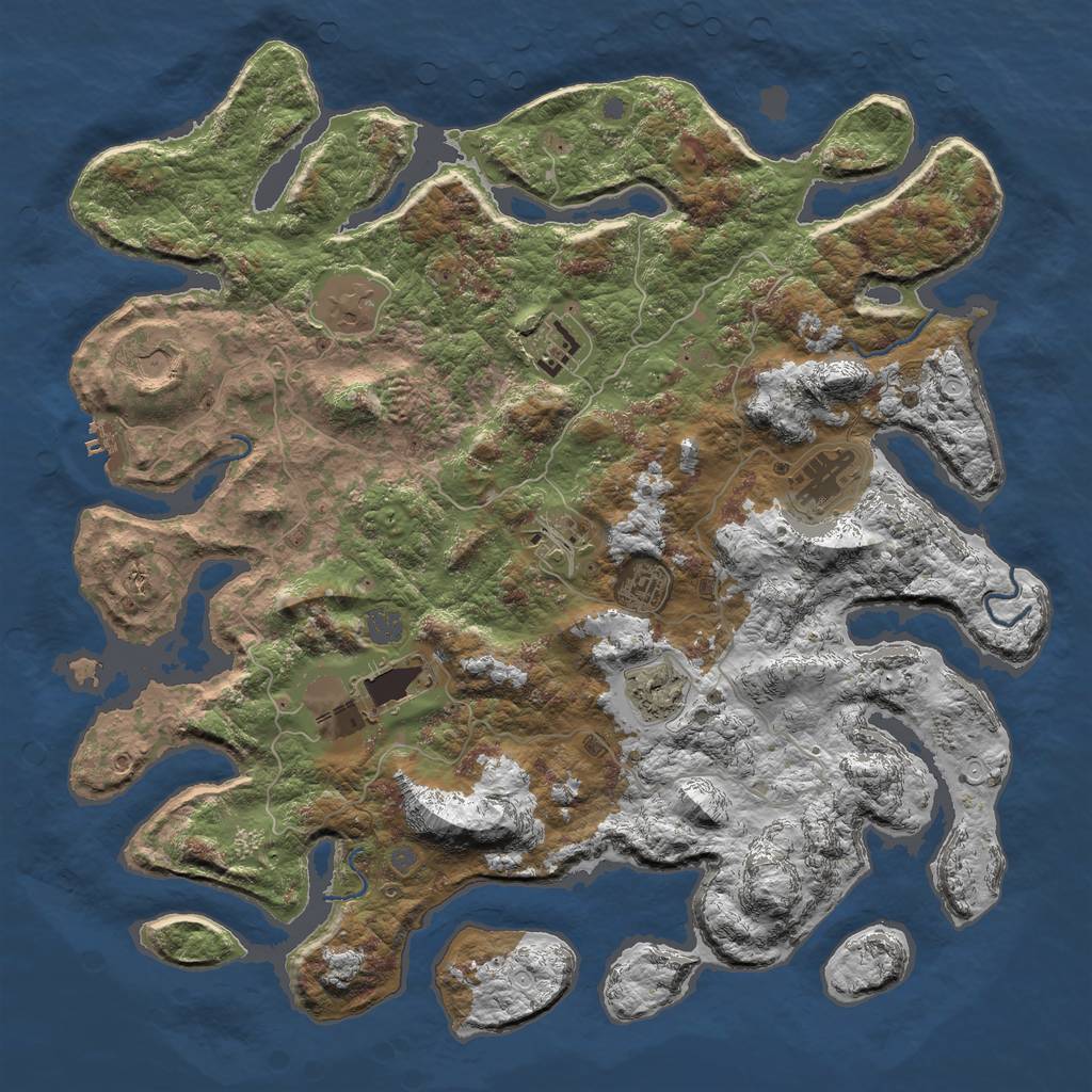 Rust Map: Procedural Map, Size: 4500, Seed: 1063690012, 14 Monuments