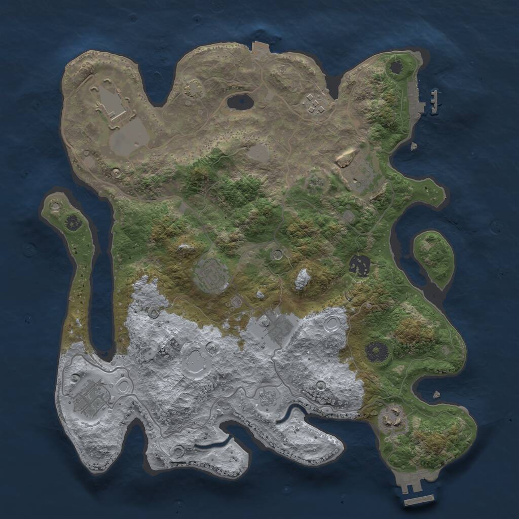 Rust Map: Procedural Map, Size: 3500, Seed: 3366594, 14 Monuments