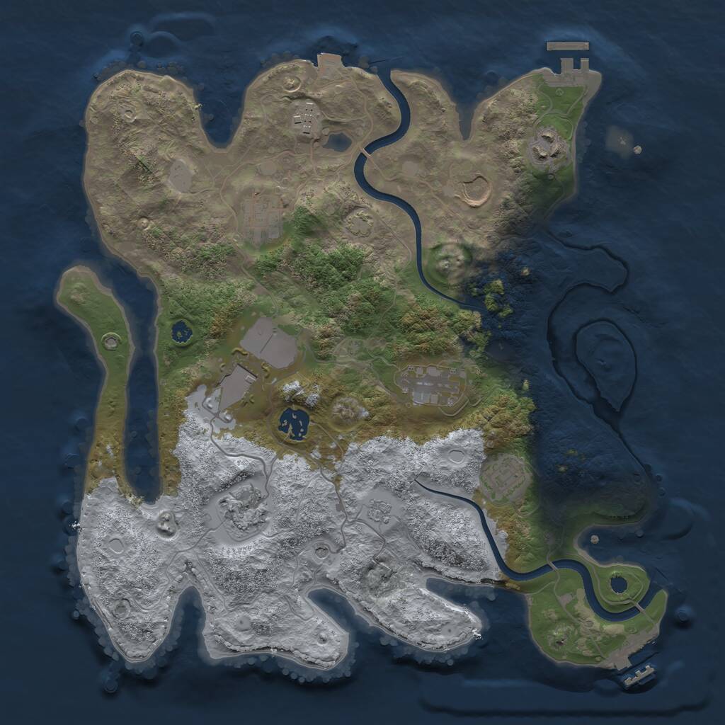 Rust Map: Procedural Map, Size: 3500, Seed: 3366594, 15 Monuments