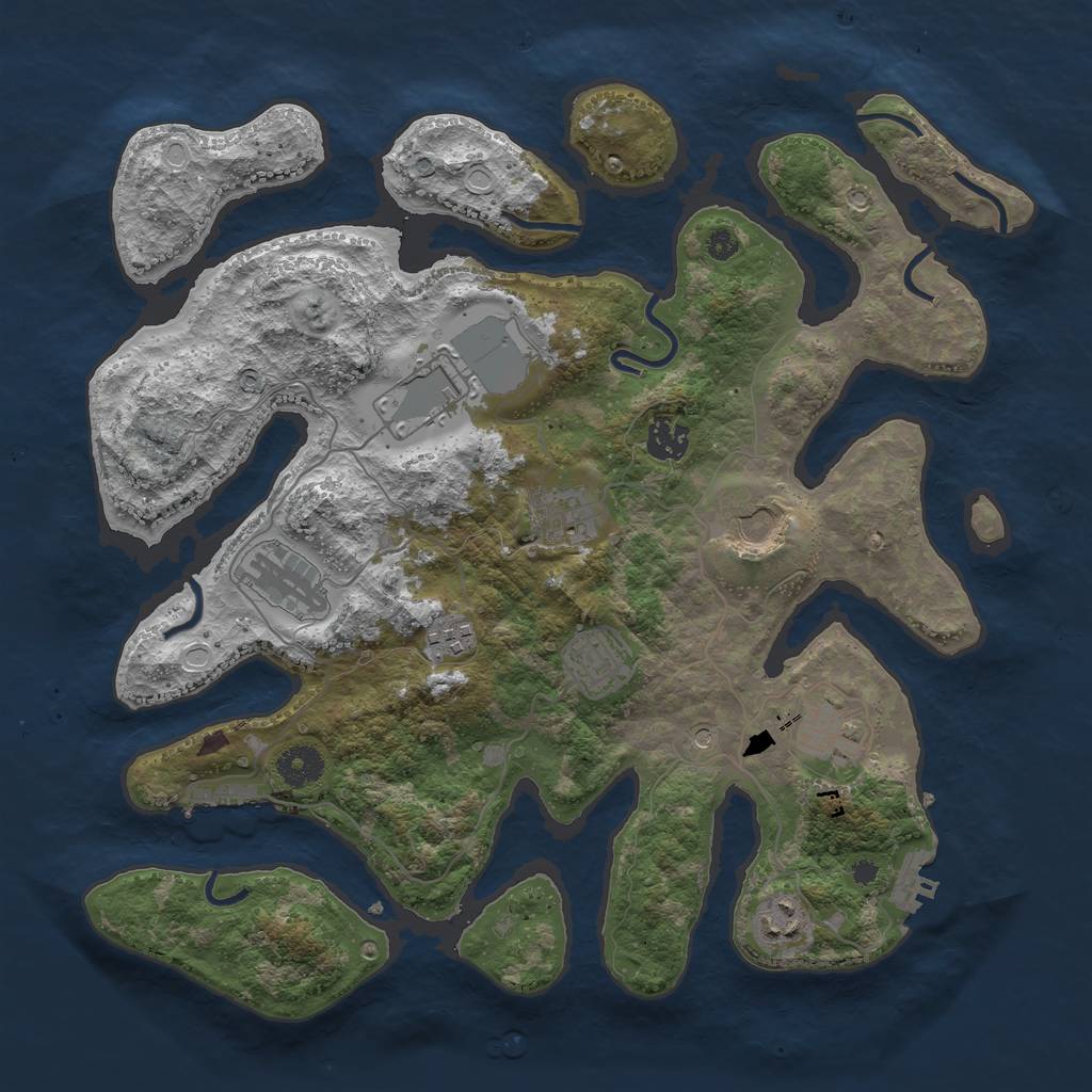 Rust Map: Procedural Map, Size: 3730, Seed: 1240377426, 17 Monuments