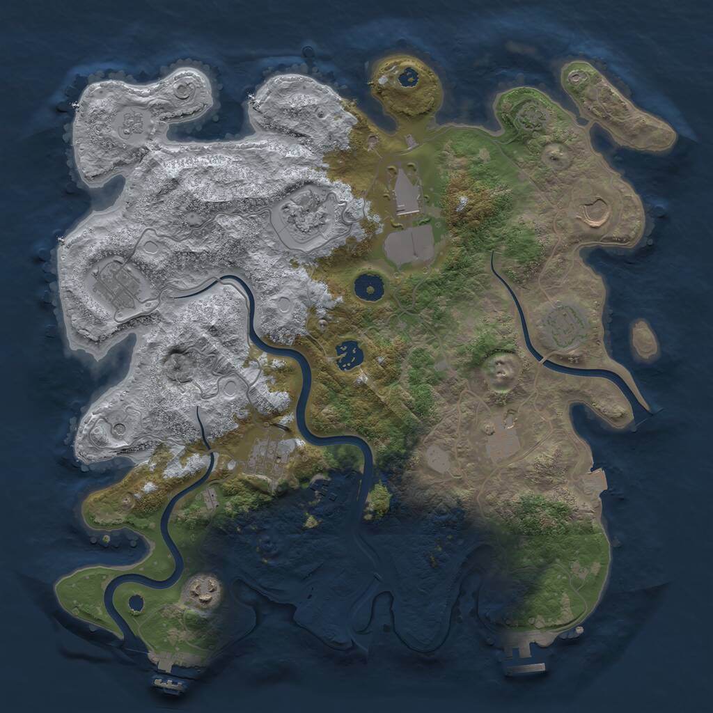 Rust Map: Procedural Map, Size: 3730, Seed: 1240377426, 16 Monuments