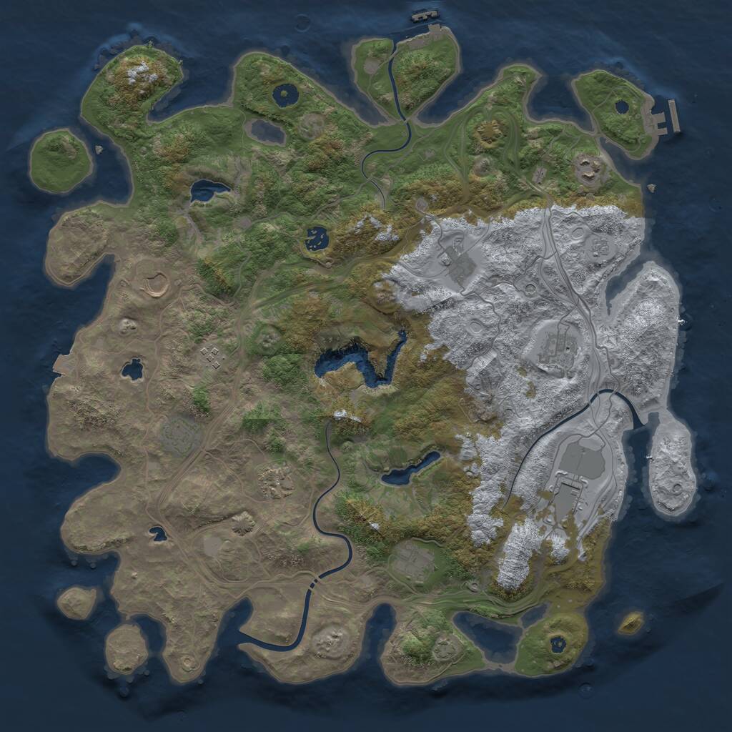 Rust Map: Procedural Map, Size: 4500, Seed: 295702653, 16 Monuments