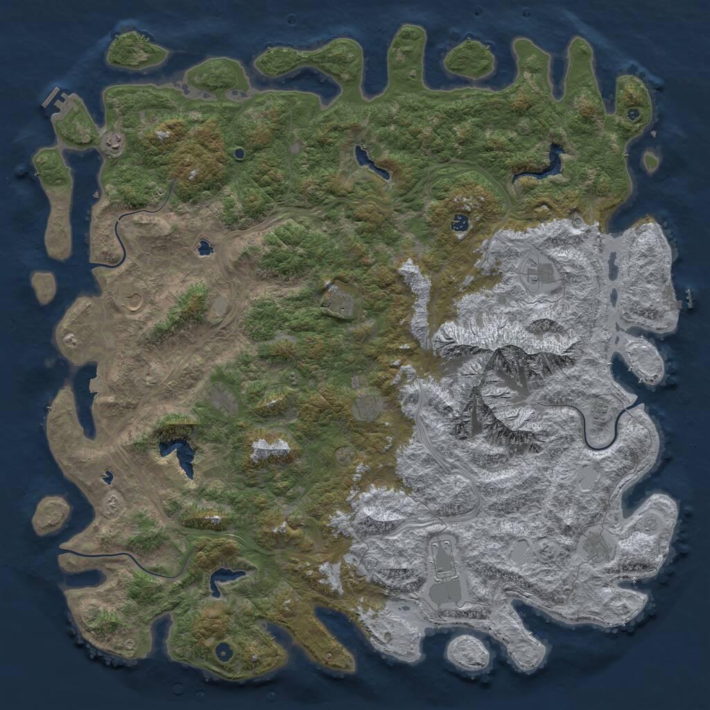 Rust Map: Procedural Map, Size: 6000, Seed: 58234562, 17 Monuments