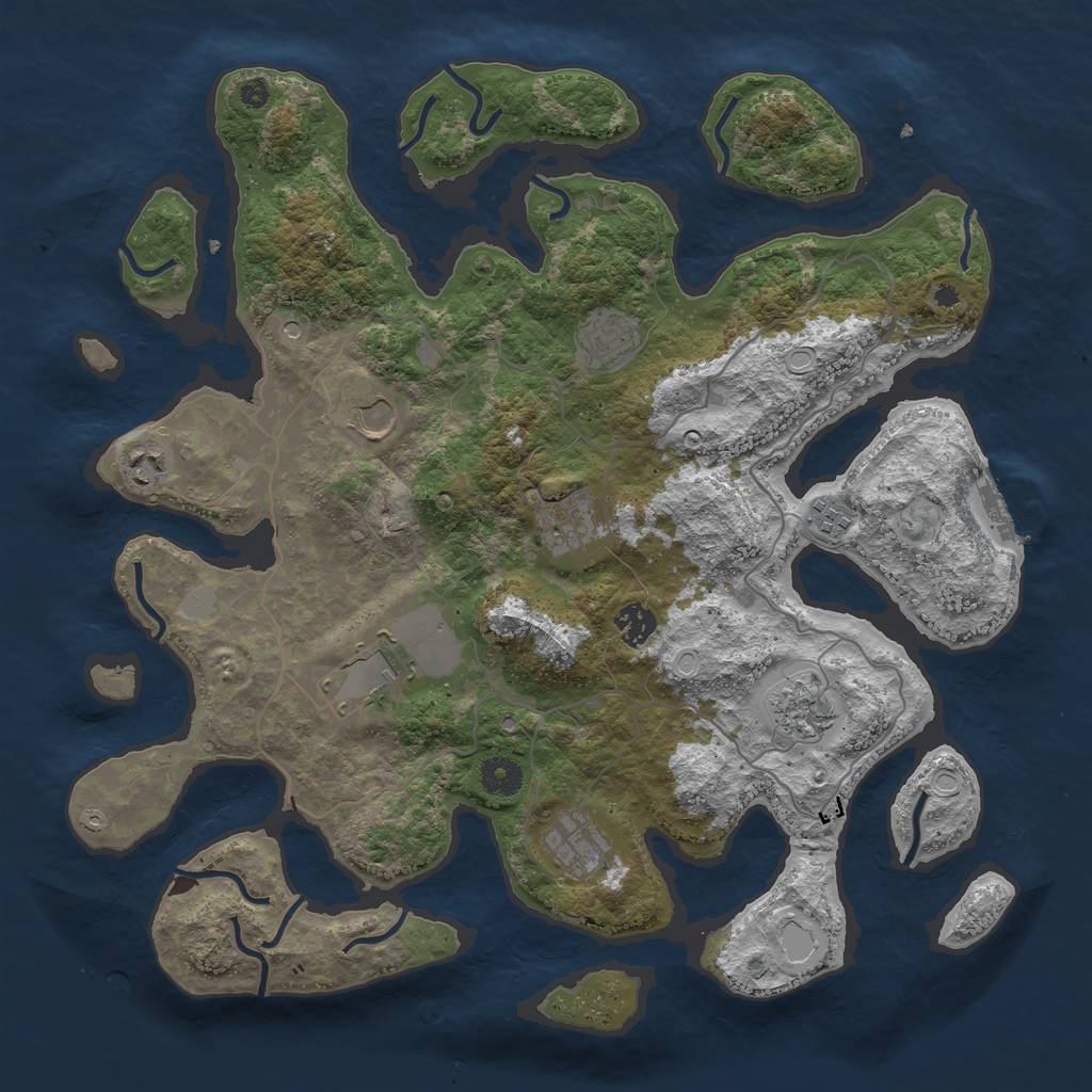 Rust Map: Procedural Map, Size: 4000, Seed: 476745, 16 Monuments