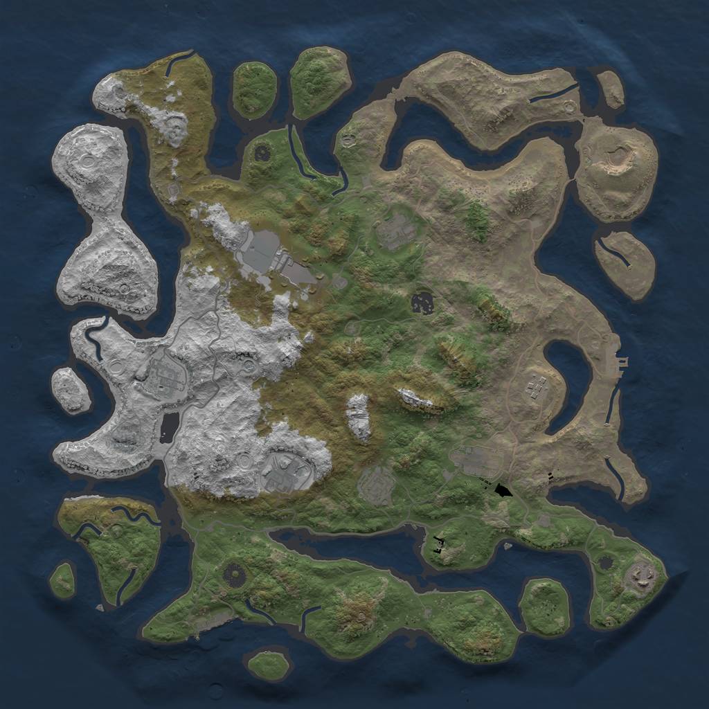 Rust Map: Procedural Map, Size: 4500, Seed: 1048932170, 21 Monuments