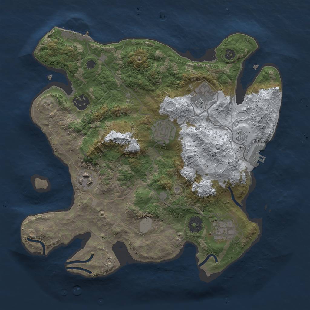 Rust Map: Procedural Map, Size: 3000, Seed: 2033841004, 13 Monuments