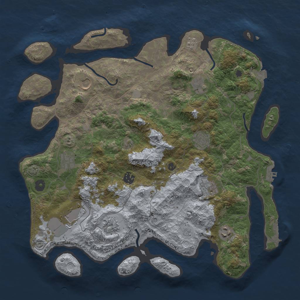 Rust Map: Procedural Map, Size: 4000, Seed: 717778898, 18 Monuments