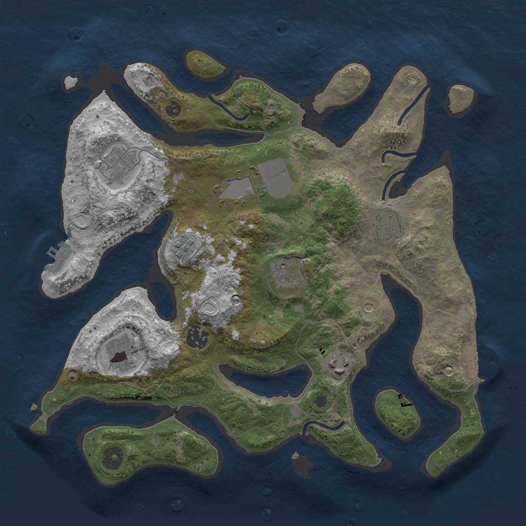 Rust Map: Procedural Map, Size: 3500, Seed: 43587242, 19 Monuments