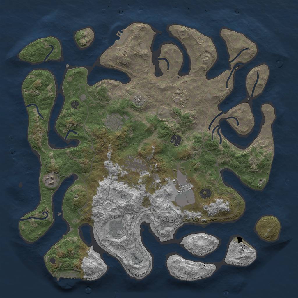 Rust Map: Procedural Map, Size: 4000, Seed: 452345, 16 Monuments