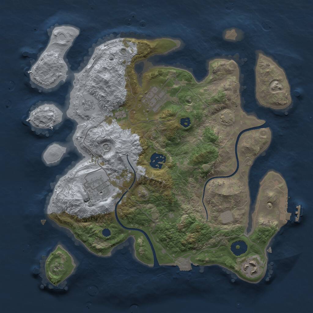 Rust Map: Procedural Map, Size: 3000, Seed: 1195520468, 9 Monuments