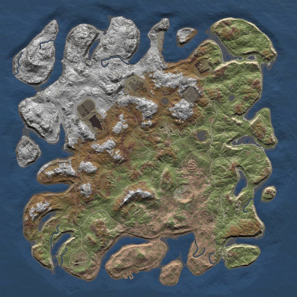 Rust Map: Procedural Map, Size: 4500, Seed: 13007, 15 Monuments