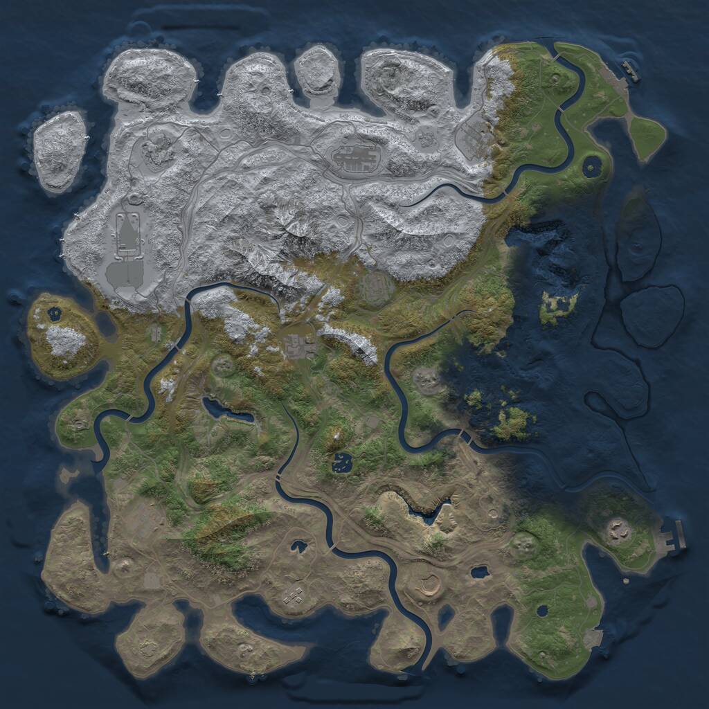 Rust Map: Procedural Map, Size: 5000, Seed: 48365, 17 Monuments