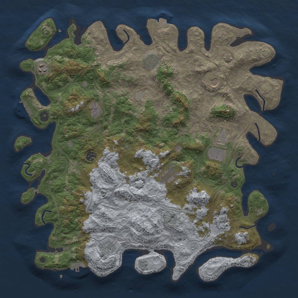 Rust Map: Procedural Map, Size: 4500, Seed: 81707, 18 Monuments