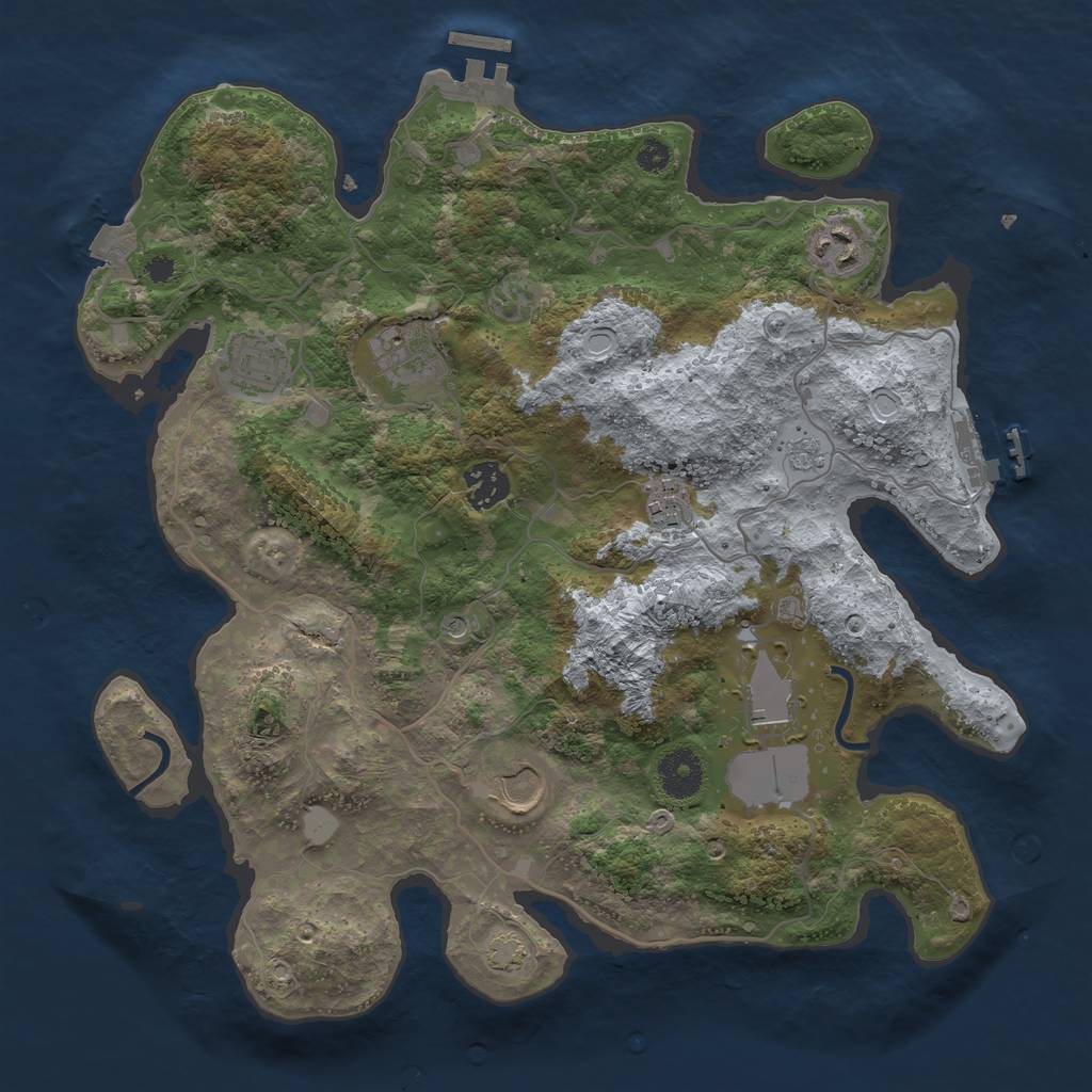 Rust Map: Procedural Map, Size: 3500, Seed: 486900940, 15 Monuments