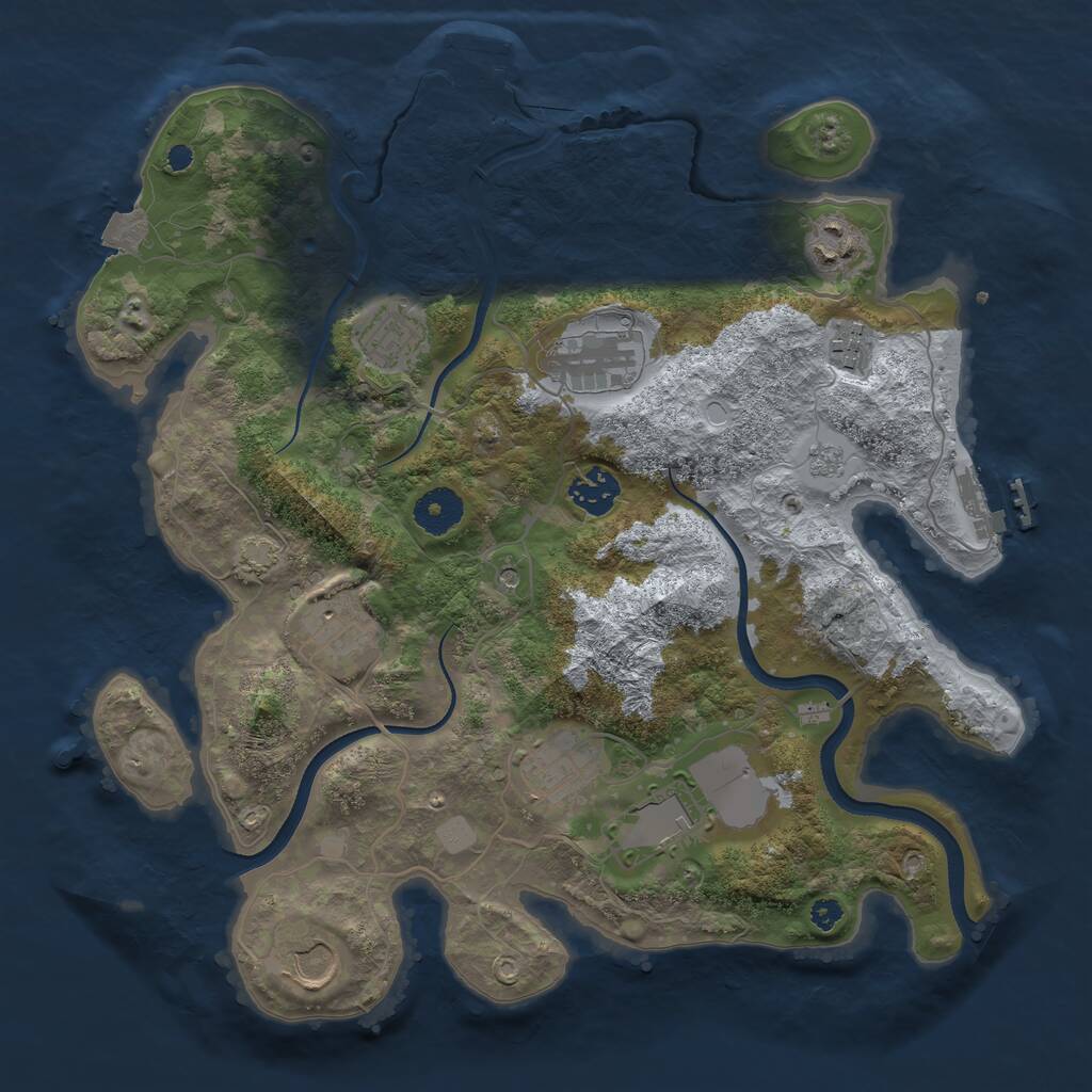 Rust Map: Procedural Map, Size: 3500, Seed: 486900940, 15 Monuments