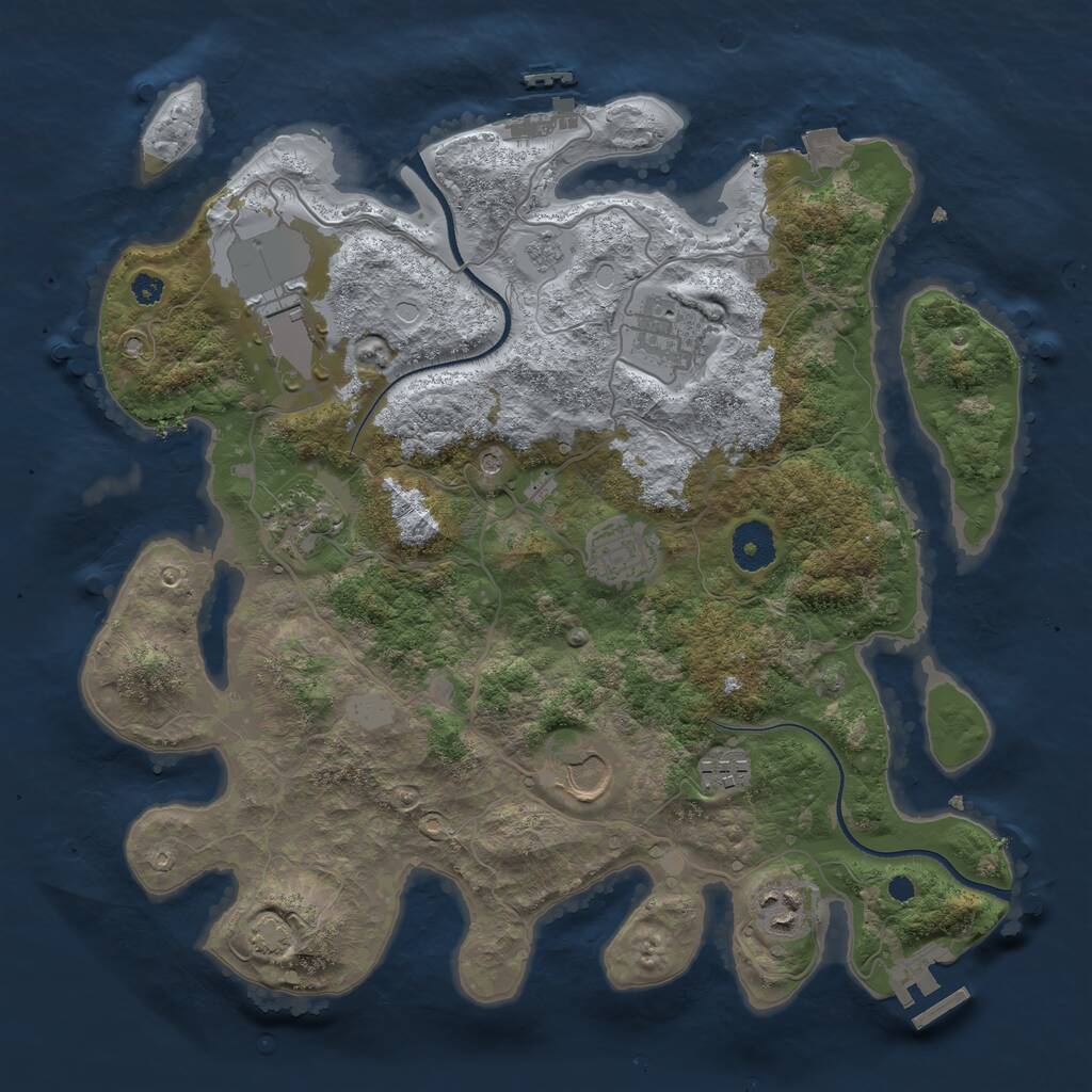 Rust Map: Procedural Map, Size: 3500, Seed: 982763419, 13 Monuments