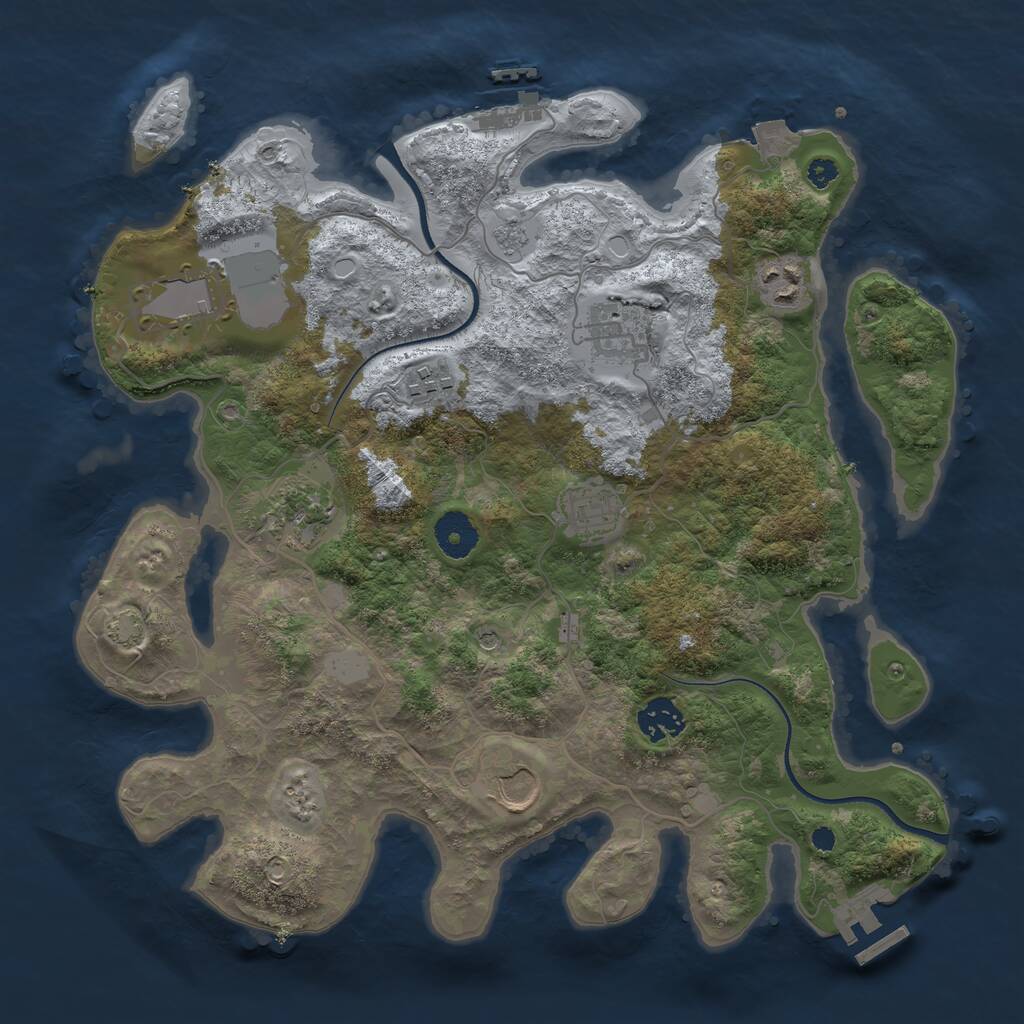 Rust Map: Procedural Map, Size: 3500, Seed: 982763419, 14 Monuments
