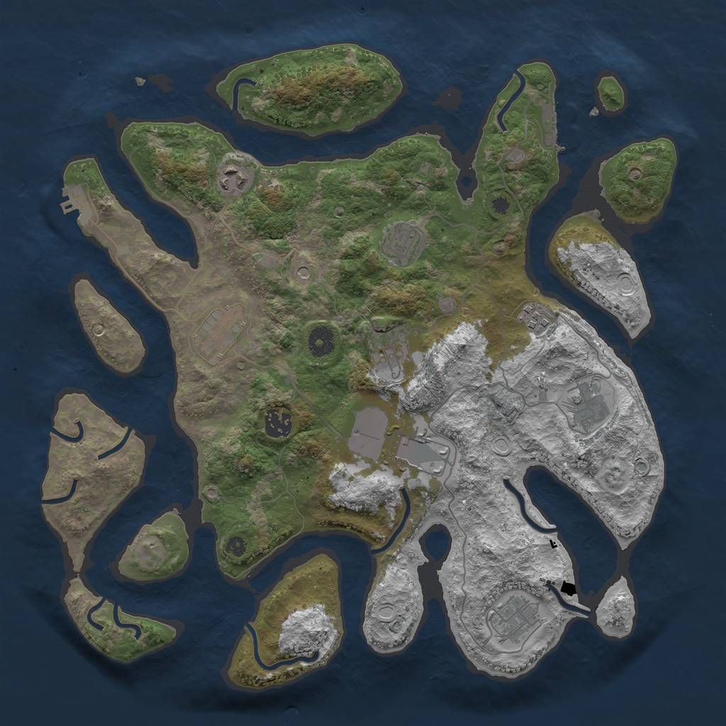 Rust Map: Procedural Map, Size: 3800, Seed: 171314817, 17 Monuments