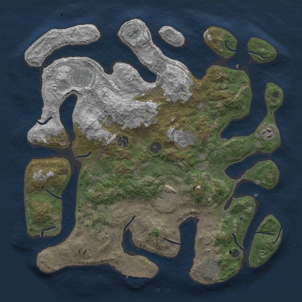 Rust Map: Procedural Map, Size: 4000, Seed: 1336, 12 Monuments