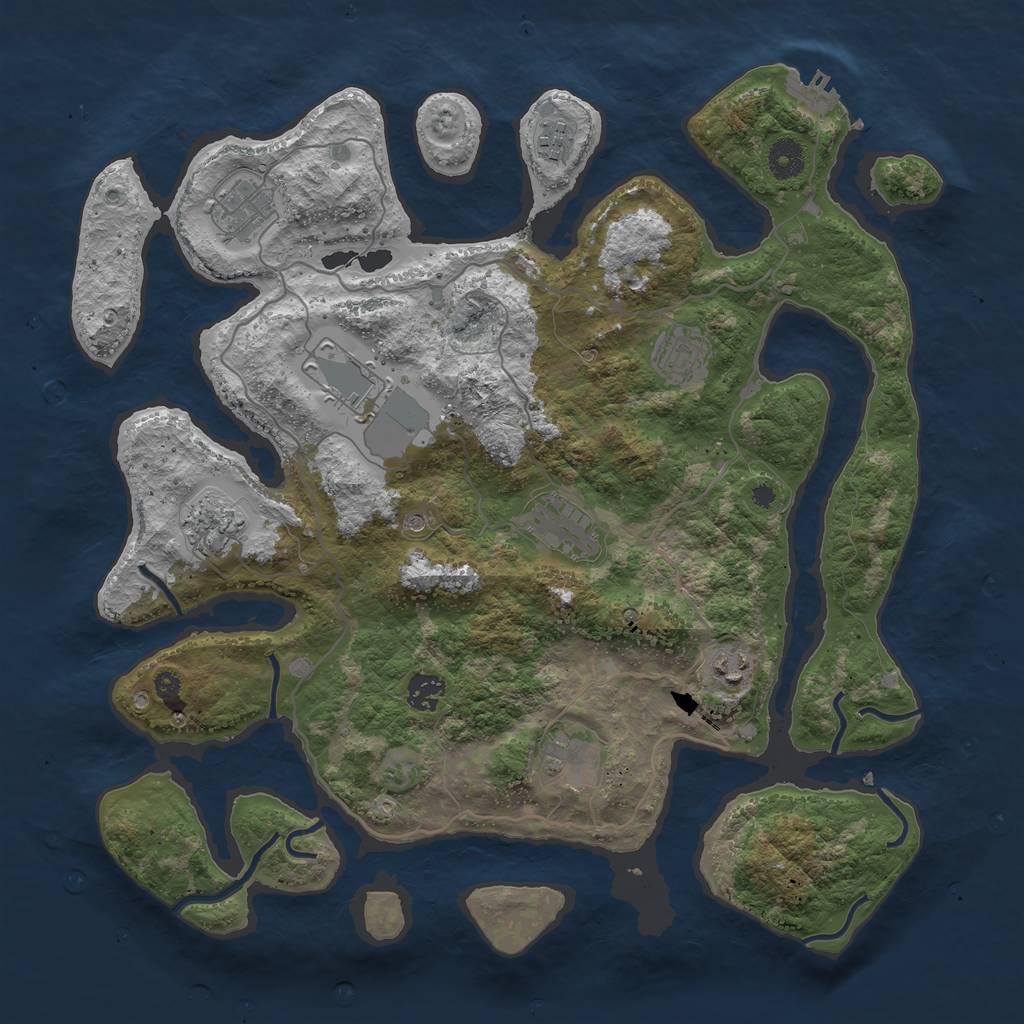 Rust Map: Procedural Map, Size: 4000, Seed: 1615448421, 13 Monuments