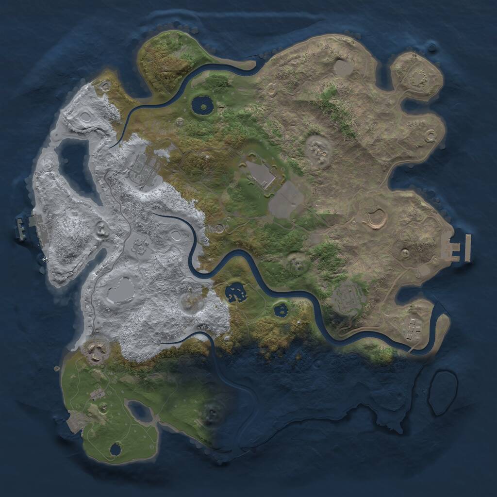 Rust Map: Procedural Map, Size: 3600, Seed: 7257, 13 Monuments