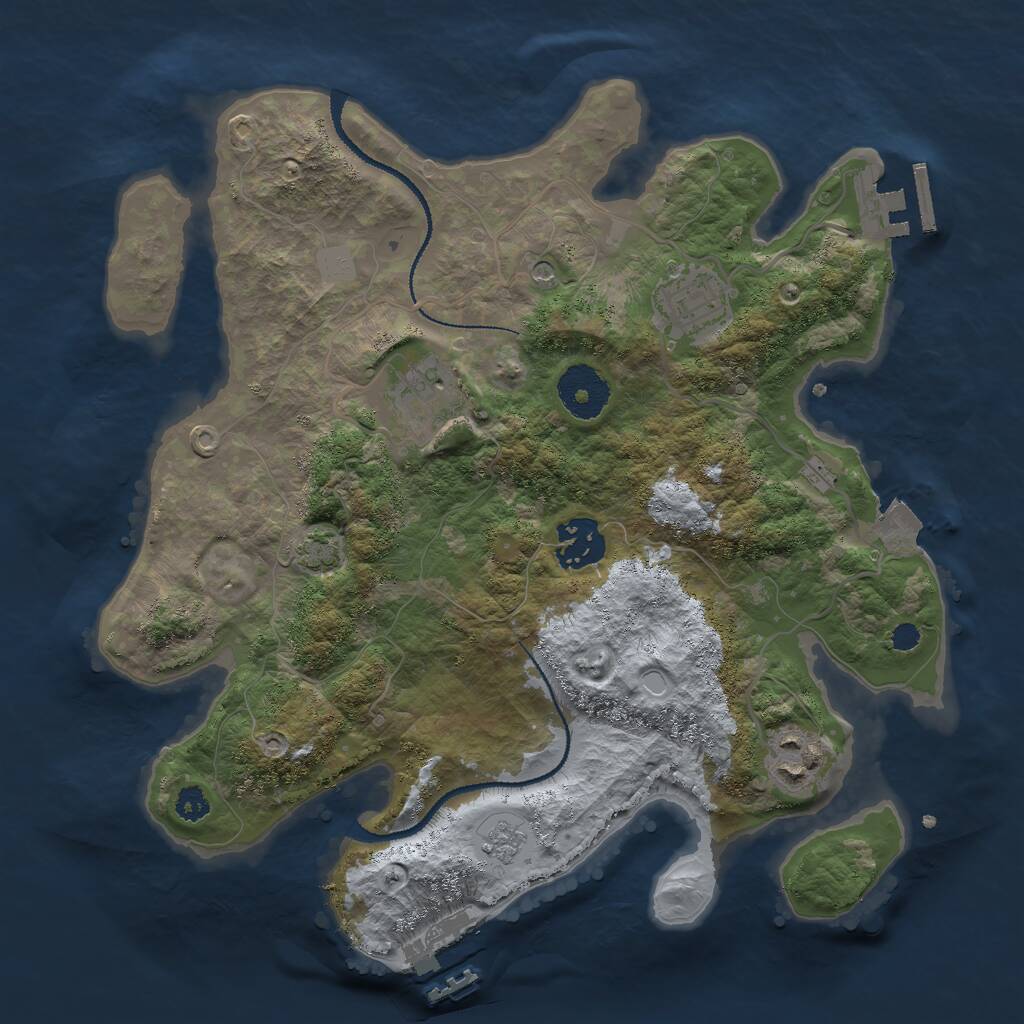Rust Map: Procedural Map, Size: 3000, Seed: 4257, 10 Monuments