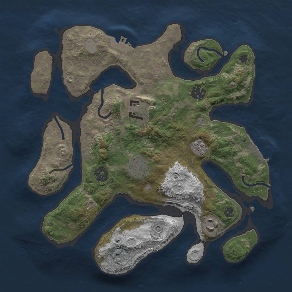 Rust Map: Procedural Map, Size: 3000, Seed: 4257, 13 Monuments