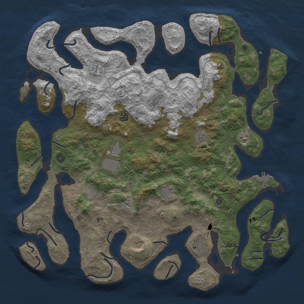 Rust Map: Procedural Map, Size: 5000, Seed: 696996, 15 Monuments