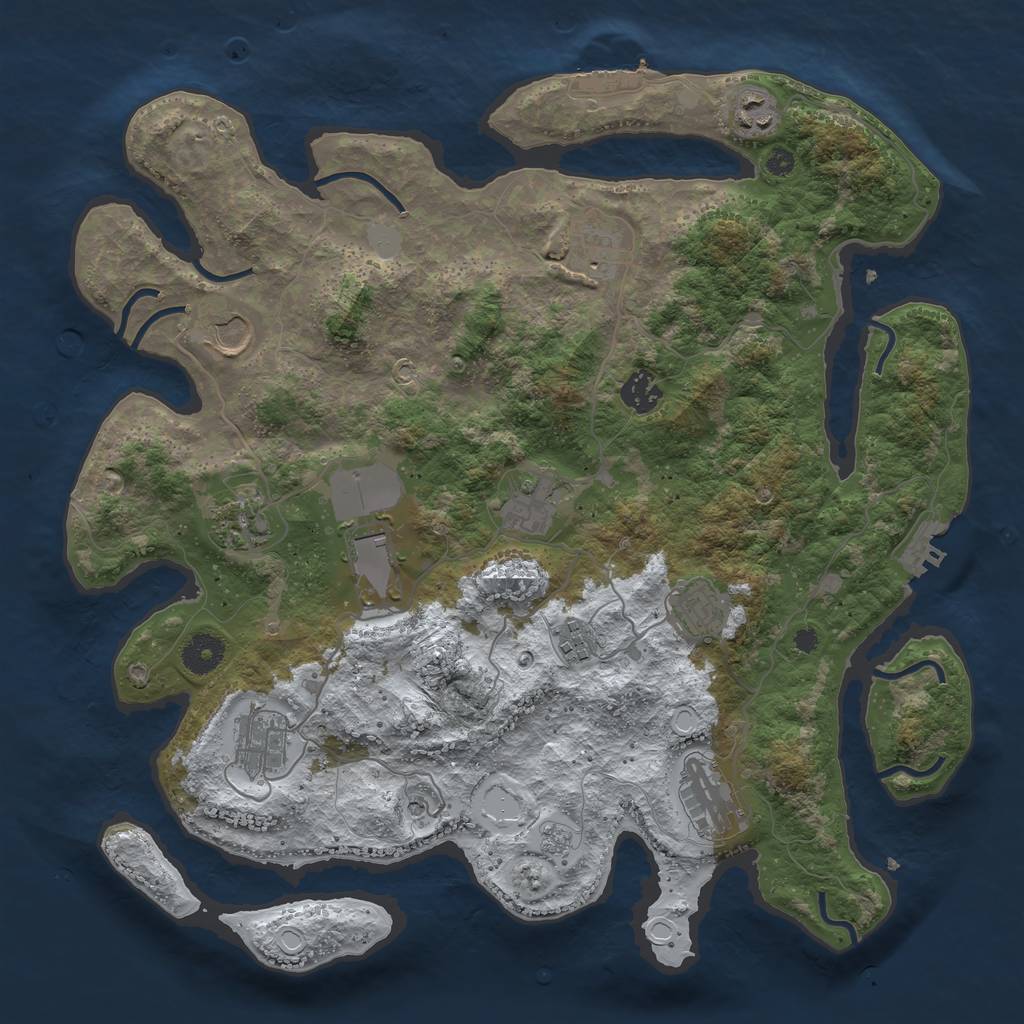 Rust Map: Procedural Map, Size: 3800, Seed: 39423706, 20 Monuments