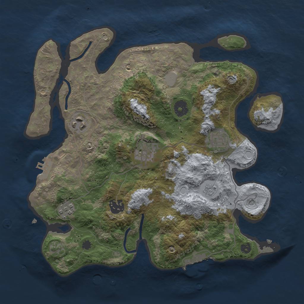 Rust Map: Procedural Map, Size: 3000, Seed: 48067436, 12 Monuments