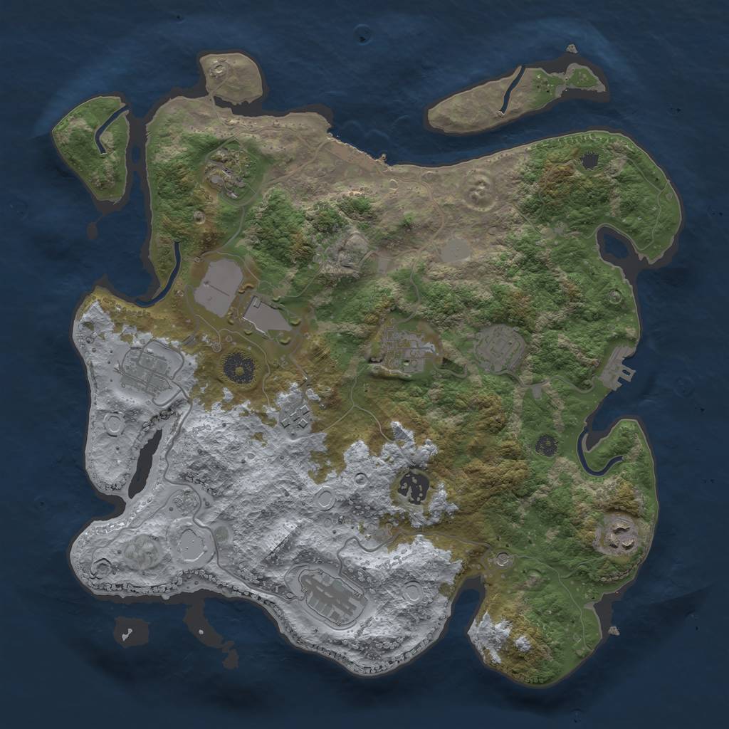 Rust Map: Procedural Map, Size: 3500, Seed: 84291, 16 Monuments