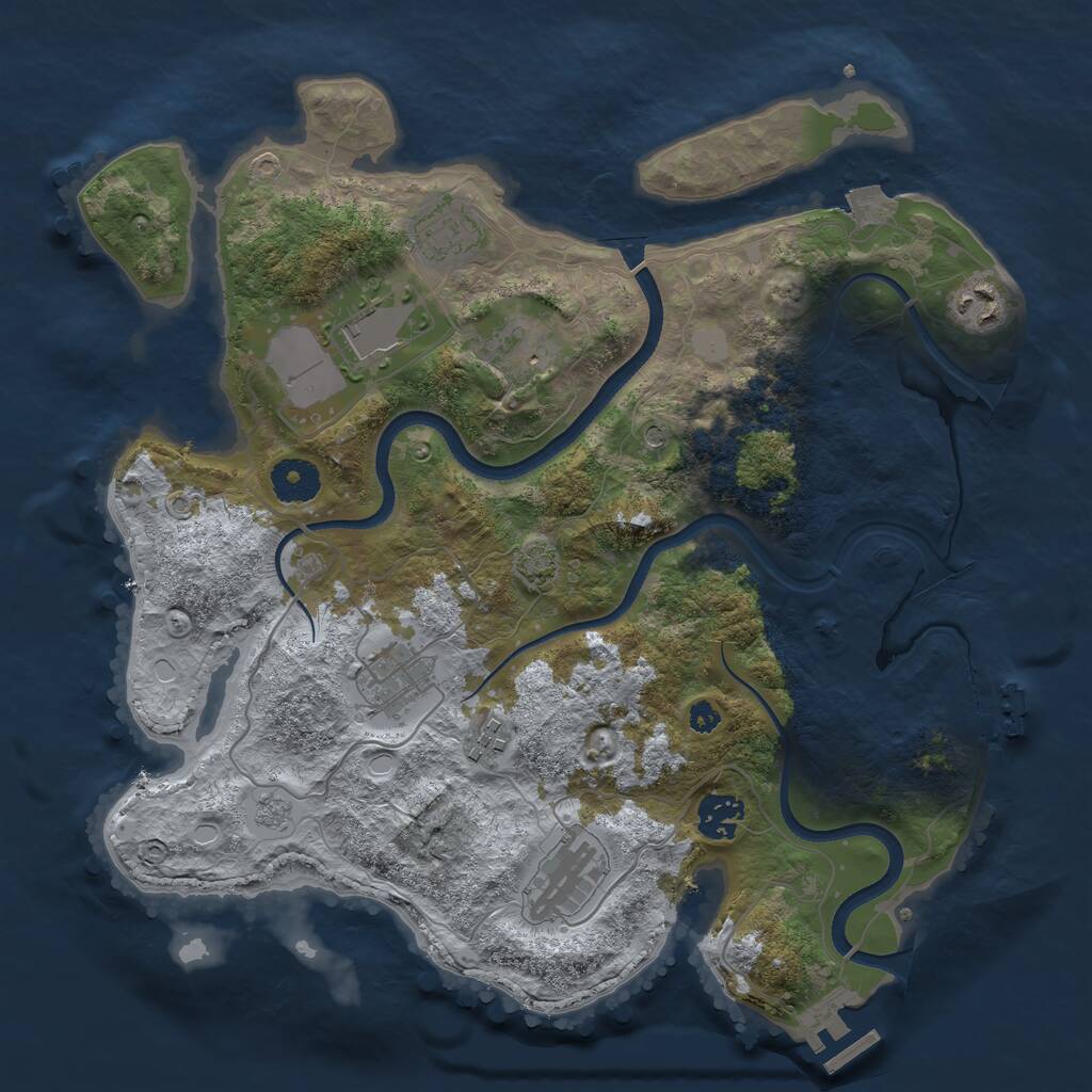 Rust Map: Procedural Map, Size: 3500, Seed: 84291, 14 Monuments