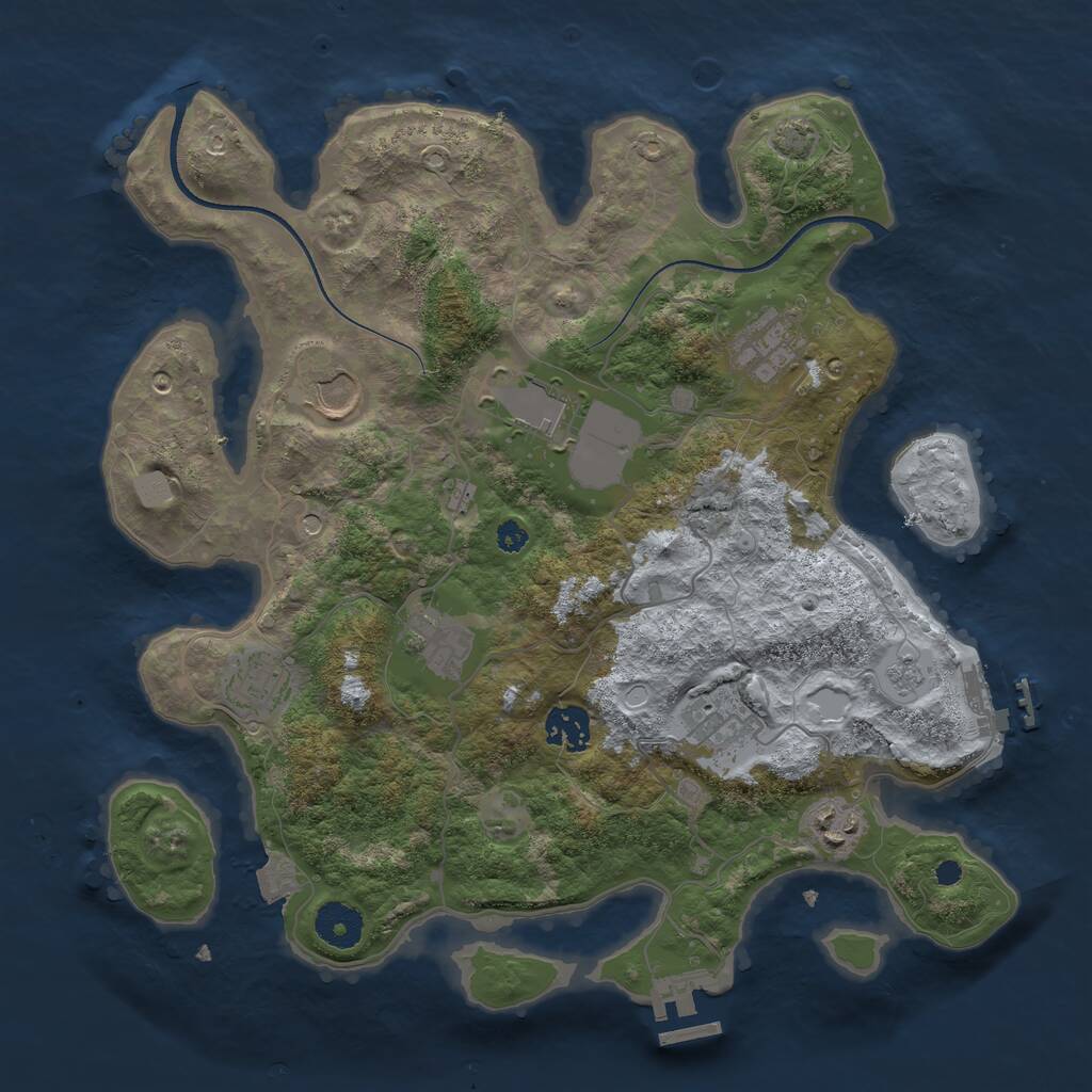 Rust Map: Procedural Map, Size: 3500, Seed: 24674, 14 Monuments