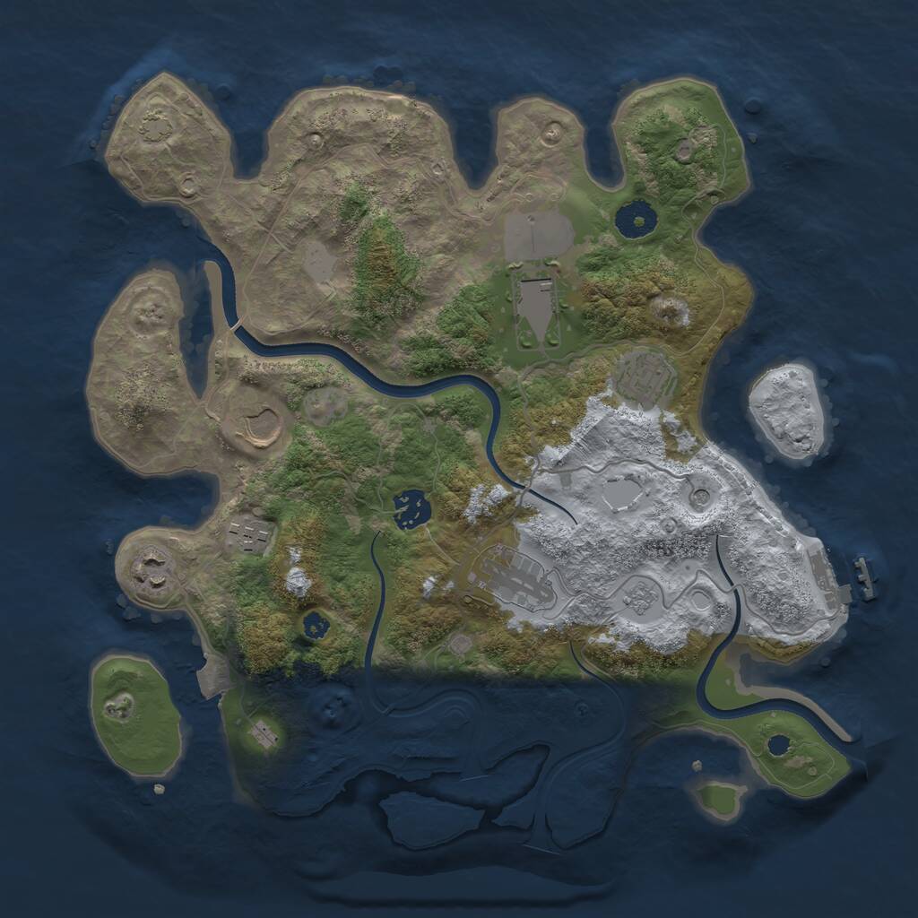Rust Map: Procedural Map, Size: 3500, Seed: 24674, 12 Monuments