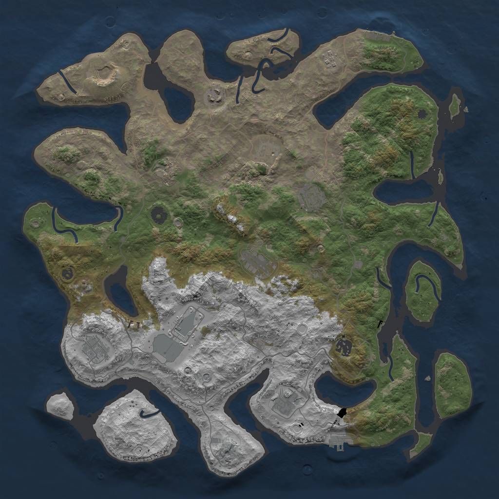 Rust Map: Procedural Map, Size: 4500, Seed: 2011843970, 22 Monuments