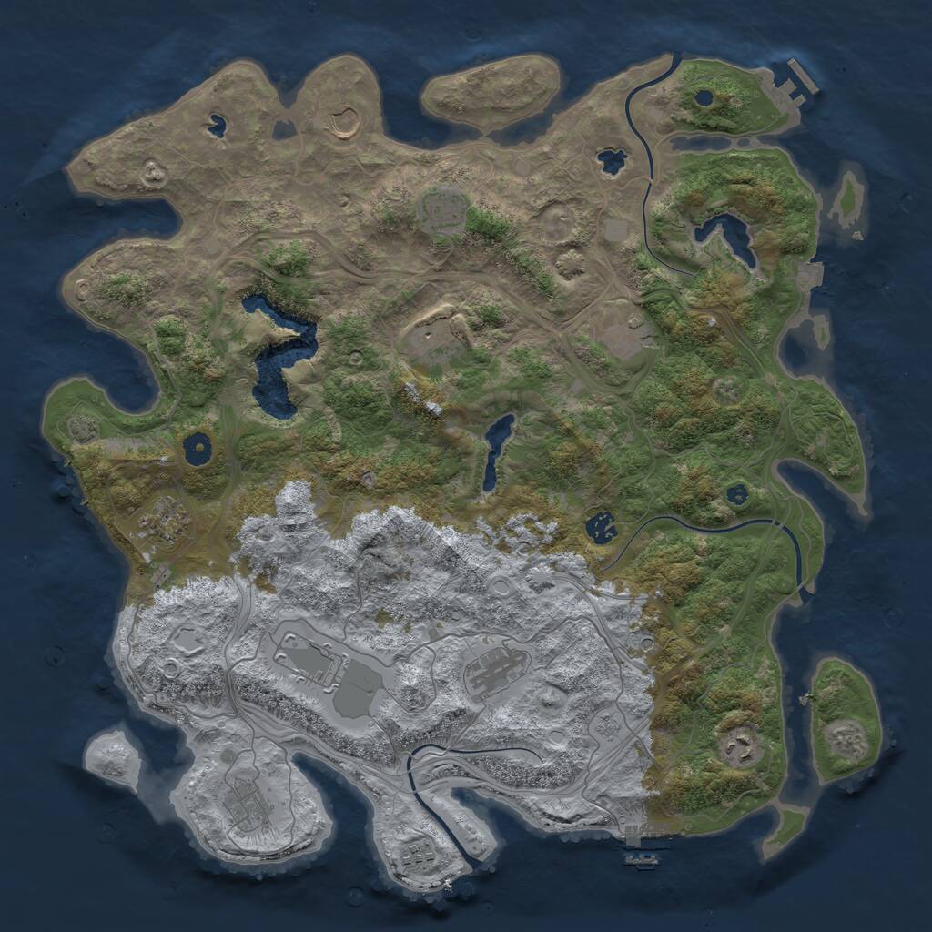 Rust Map: Procedural Map, Size: 4500, Seed: 2011843970, 17 Monuments