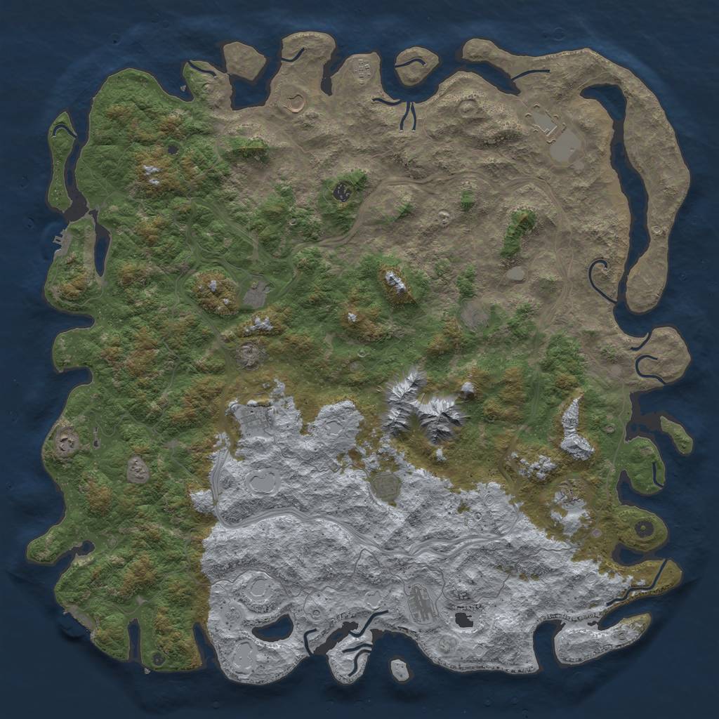 Rust Map: Procedural Map, Size: 6000, Seed: 412354, 18 Monuments