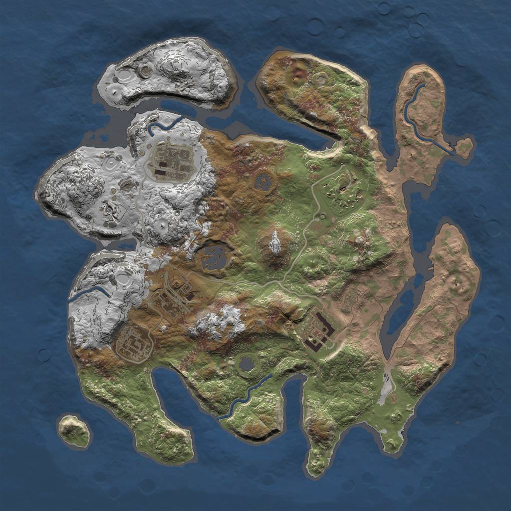 Rust Map: Procedural Map, Size: 3000, Seed: 624235859, 10 Monuments