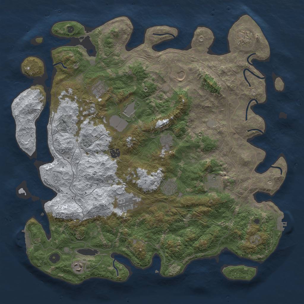 Rust Map: Procedural Map, Size: 4500, Seed: 59100021, 20 Monuments