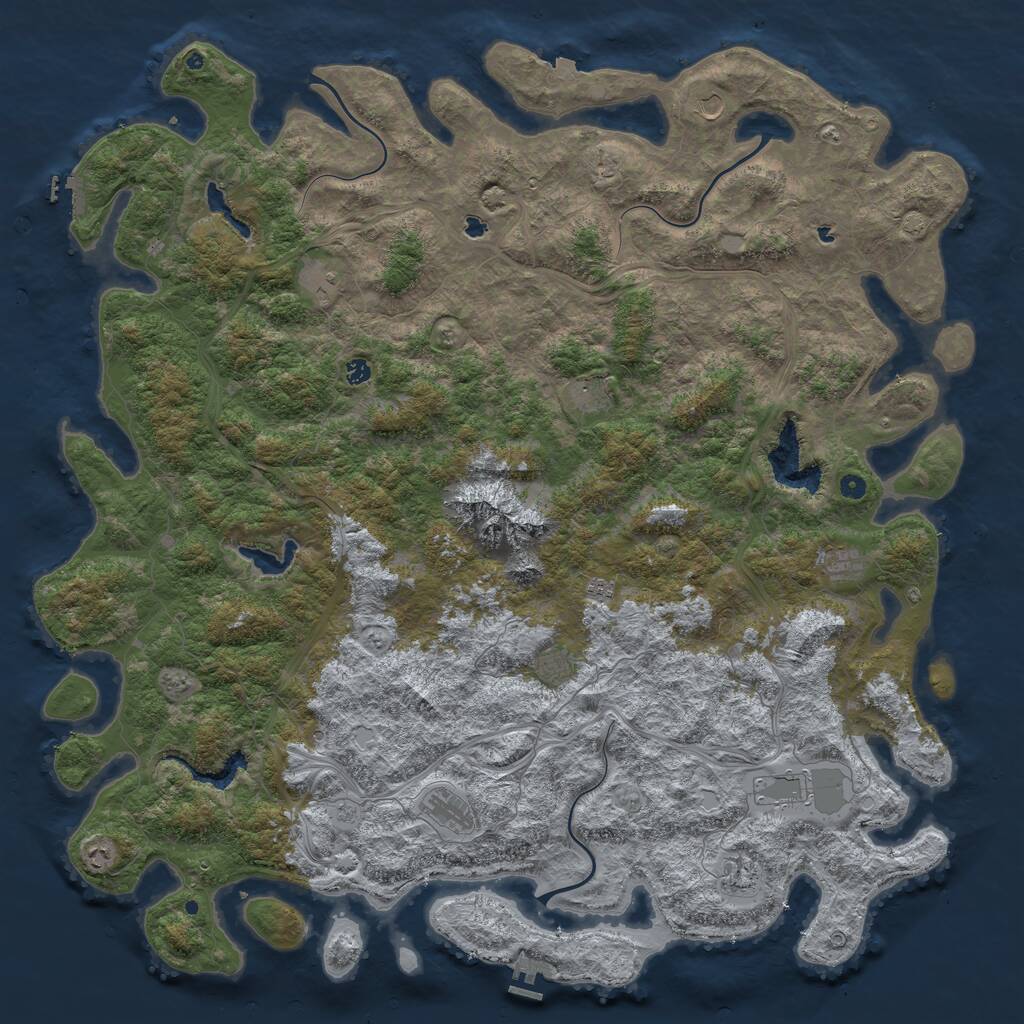 Rust Map: Procedural Map, Size: 6000, Seed: 547040401, 17 Monuments