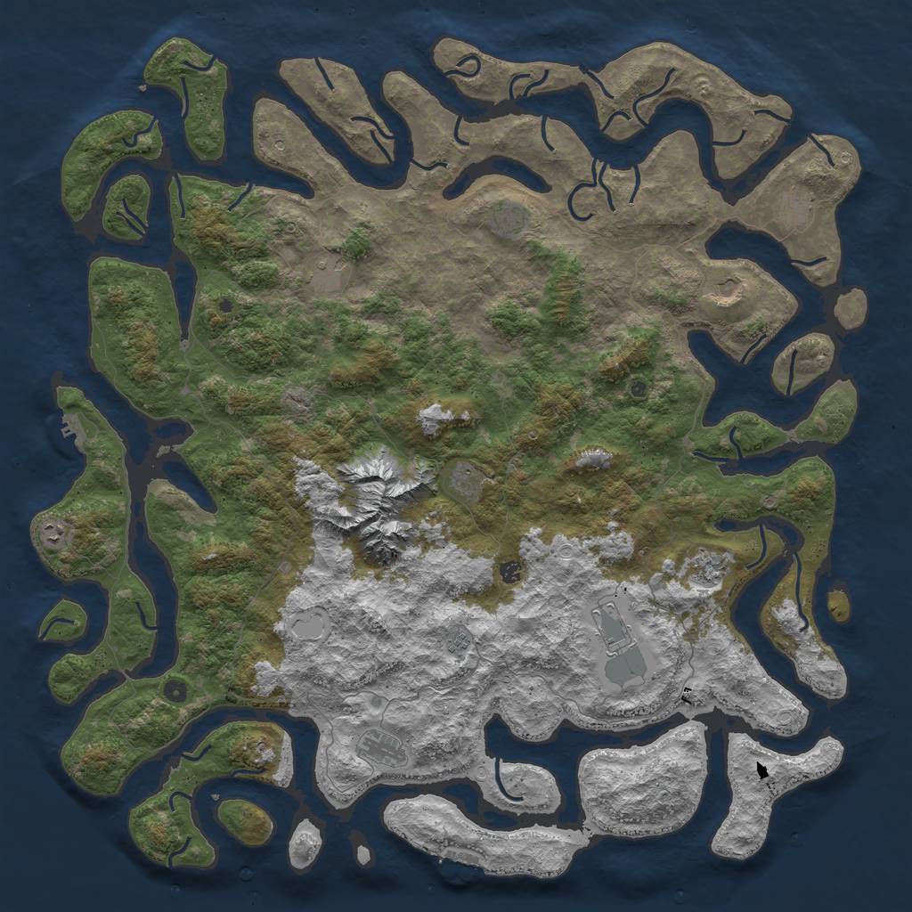 Rust Map: Procedural Map, Size: 6000, Seed: 547040401, 19 Monuments