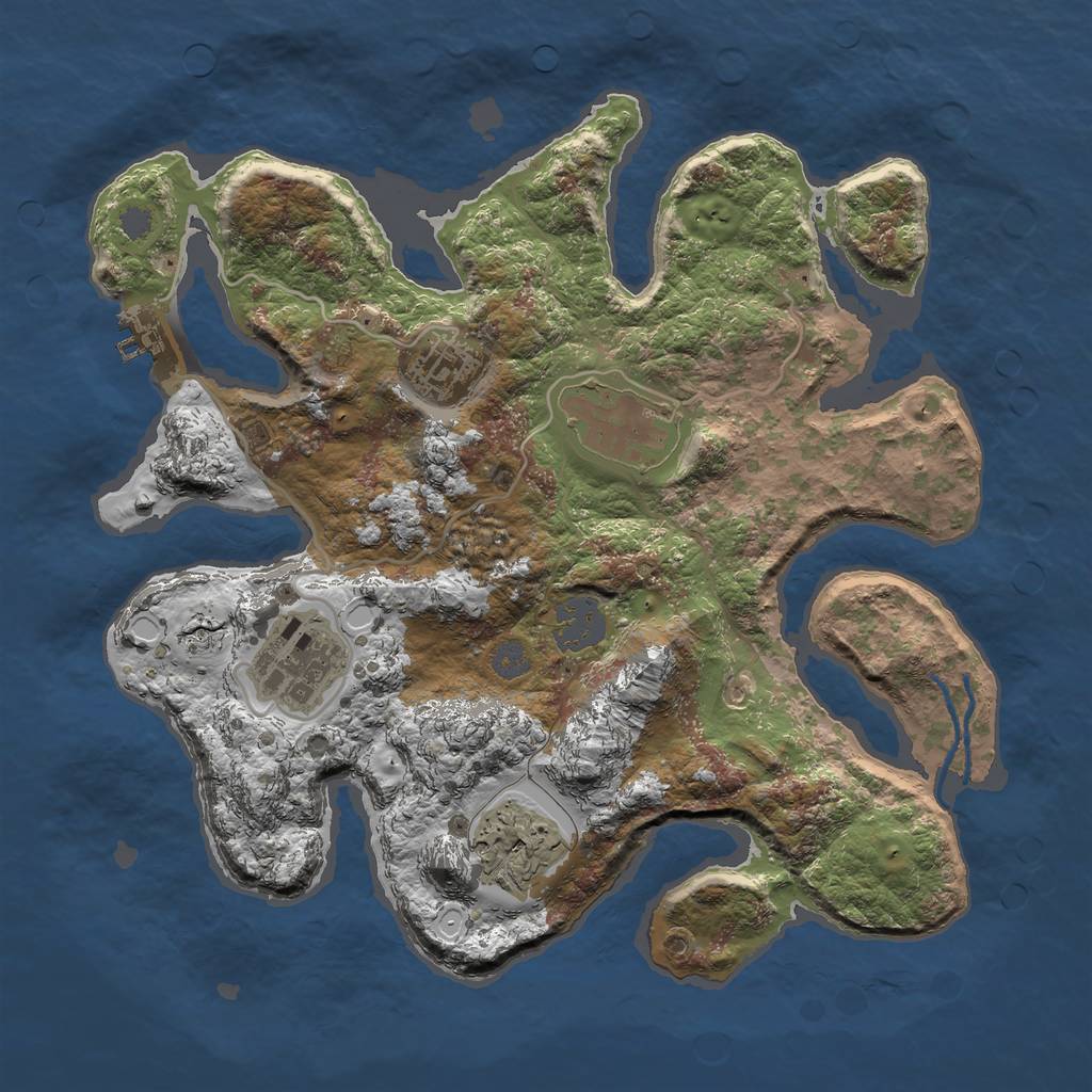 Rust Map: Procedural Map, Size: 3000, Seed: 1106169782, 10 Monuments