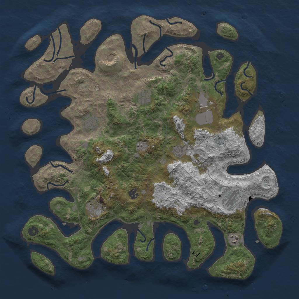 Rust Map: Procedural Map, Size: 4500, Seed: 30970133, 13 Monuments