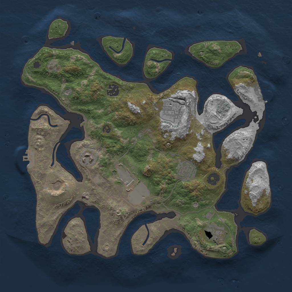 Rust Map: Procedural Map, Size: 3500, Seed: 40944940, 16 Monuments