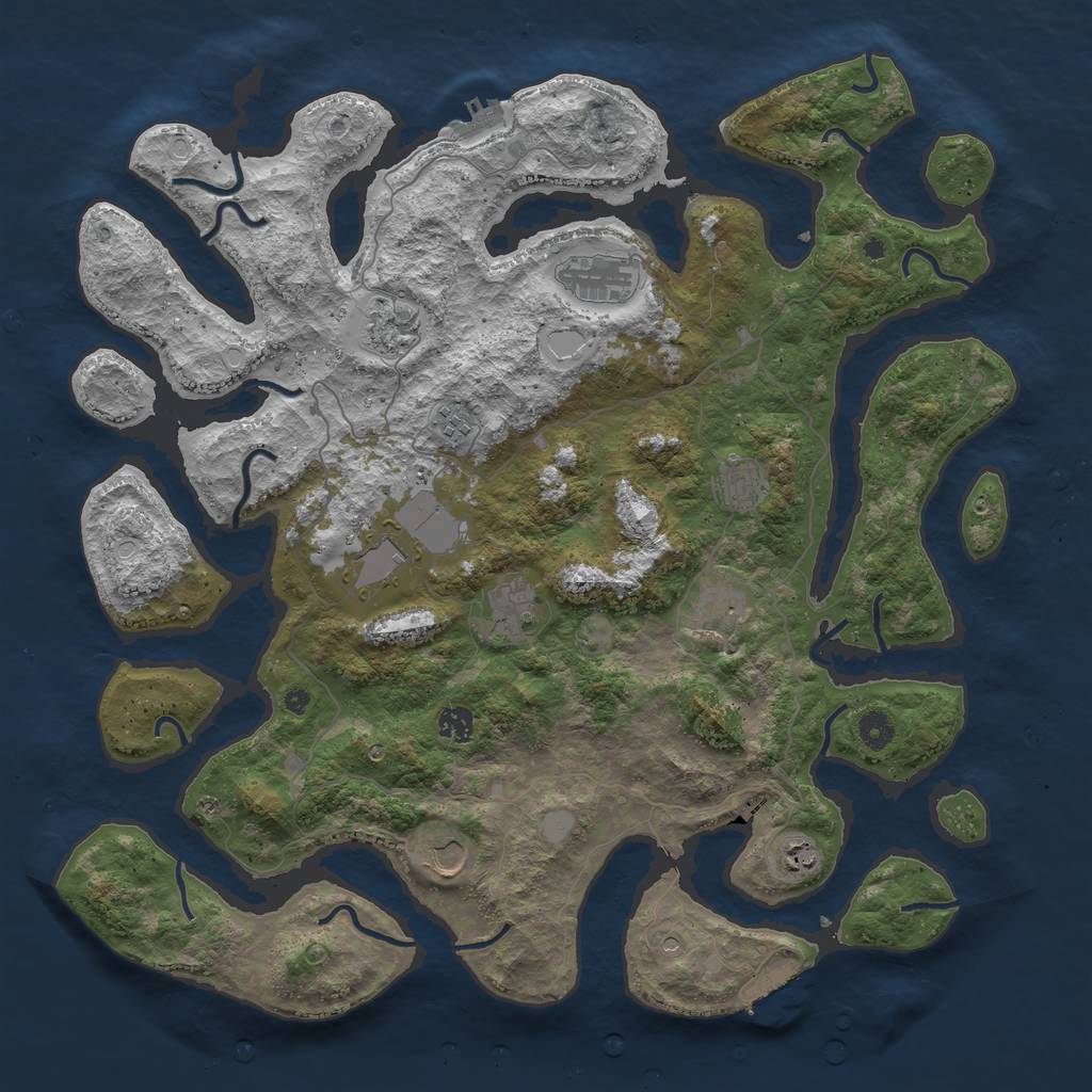 Rust Map: Procedural Map, Size: 4500, Seed: 376803781, 18 Monuments