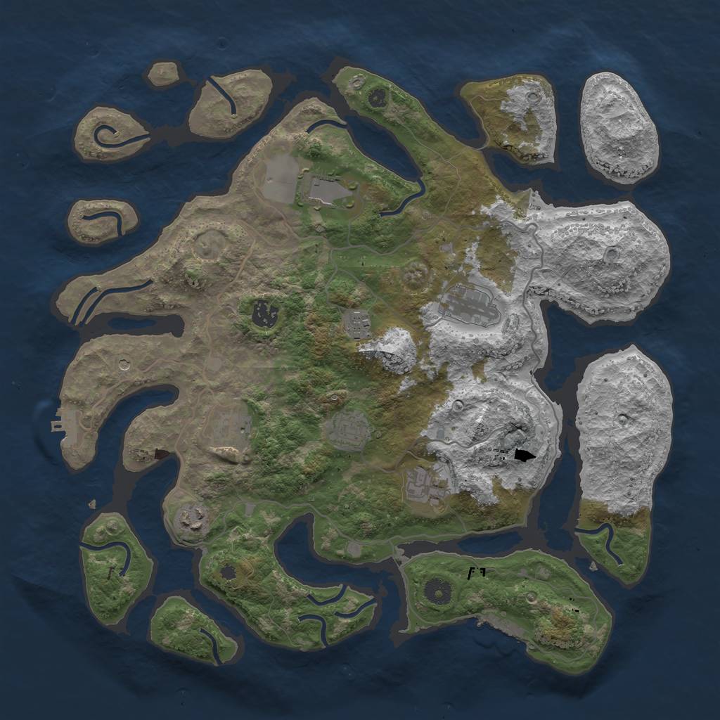 Rust Map: Procedural Map, Size: 4000, Seed: 8106117, 13 Monuments